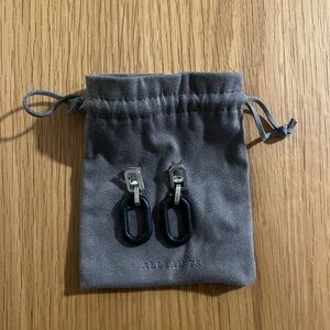 All Saints Estela Dark Hematite Hexagon Earrings